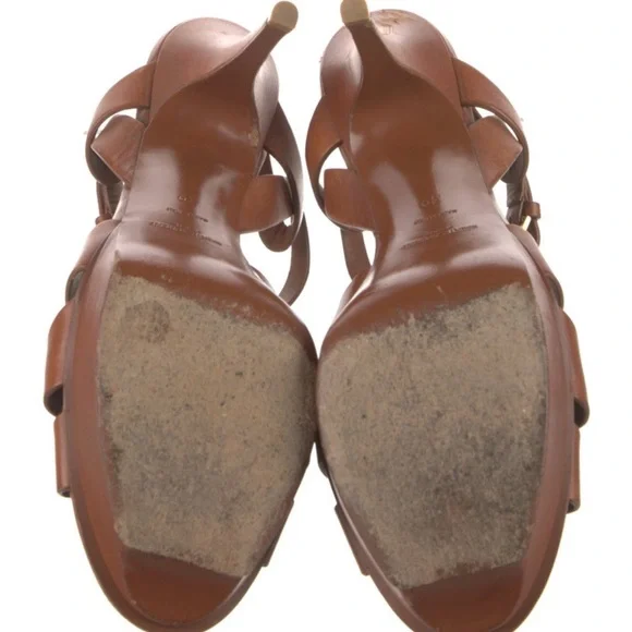 Saint Laurent Tribute platform sandal in brown leather size 39